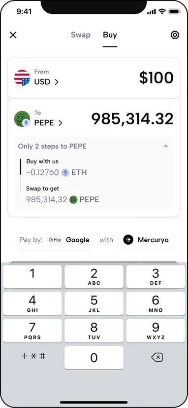 The quote showing the steps to the chosen token