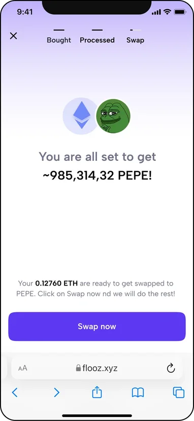 The completed swap