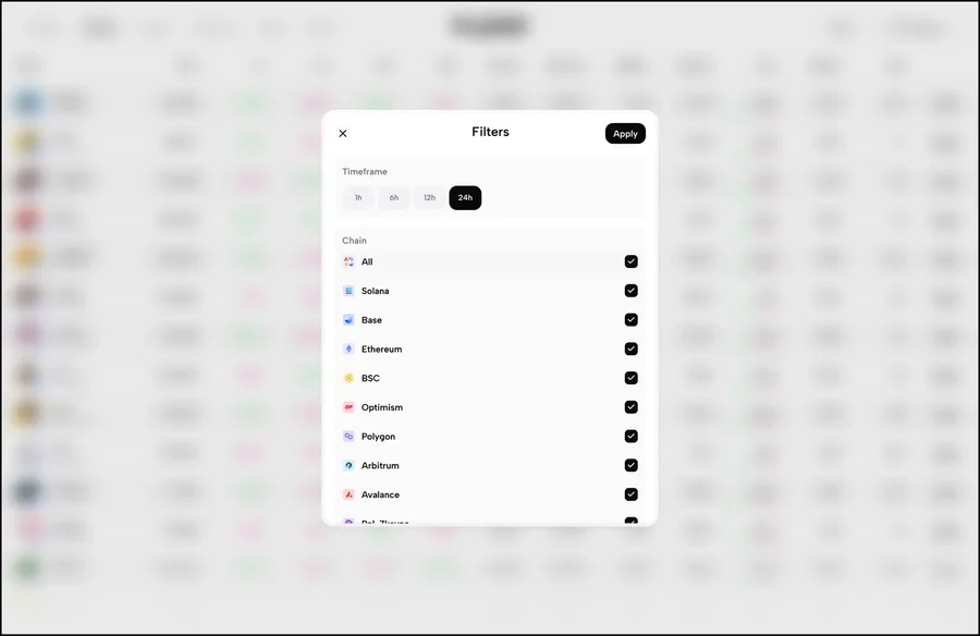 Filters on desktop