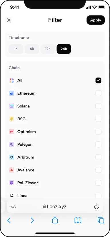 Filters on mobile