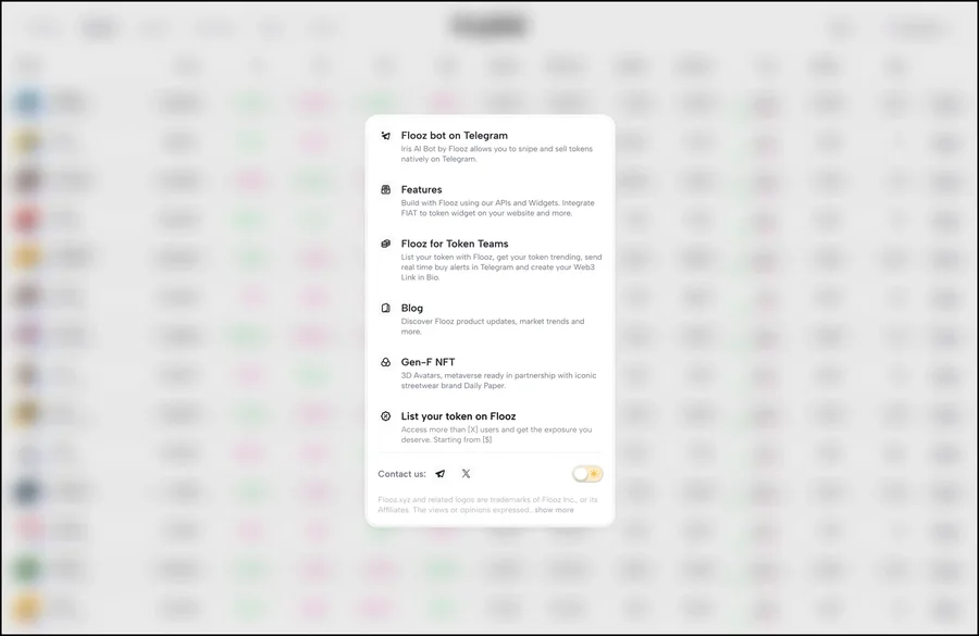 The More menu on desktop