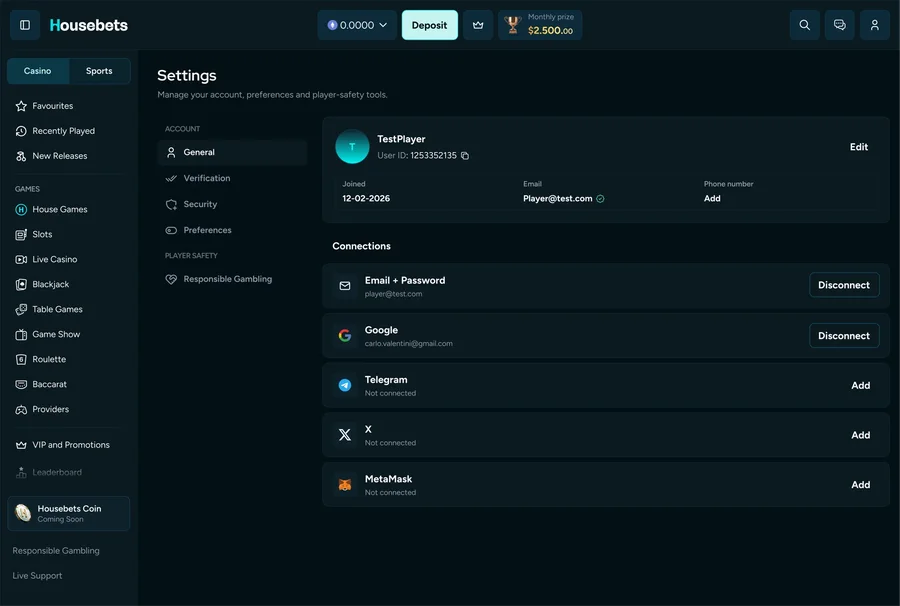 Account settings