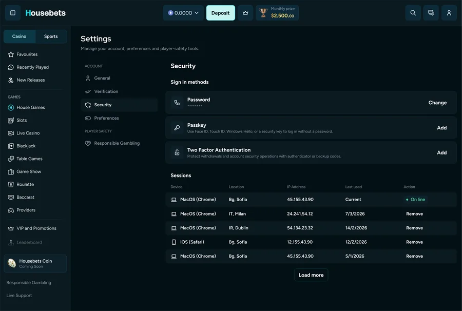 Security settings