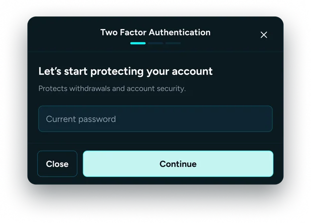 Confirm password to set up two-factor authentication