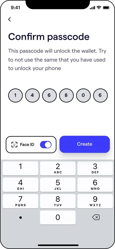 Setting a passcode